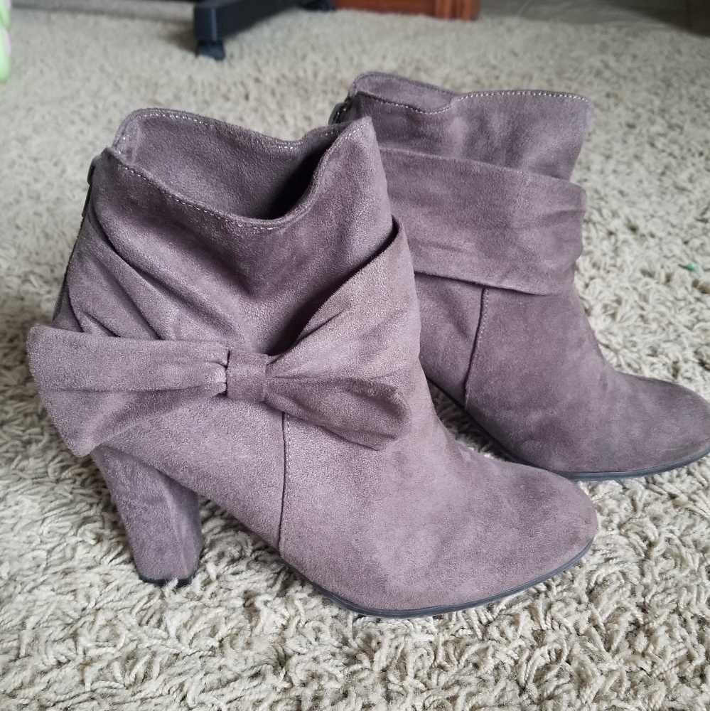 Brown suede booties